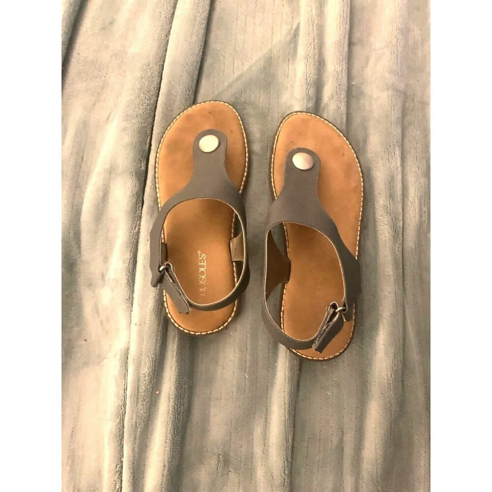 Aerosoles Grey‑Blue Comfort Sandals Size 8 Velcro Closure